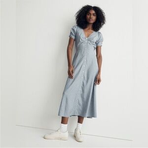 Madewell Leedra size 2 dusty blue dot print Light Blue Button-Down Midi Dress